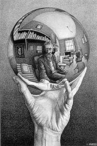 This is a self portrait of M.C. Escher 